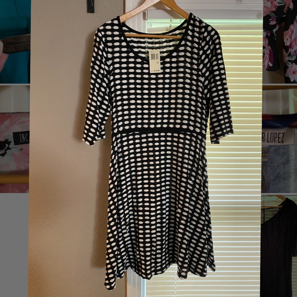 NWT XL Max Edition Polka Dot 3/4 Sleeve Dress